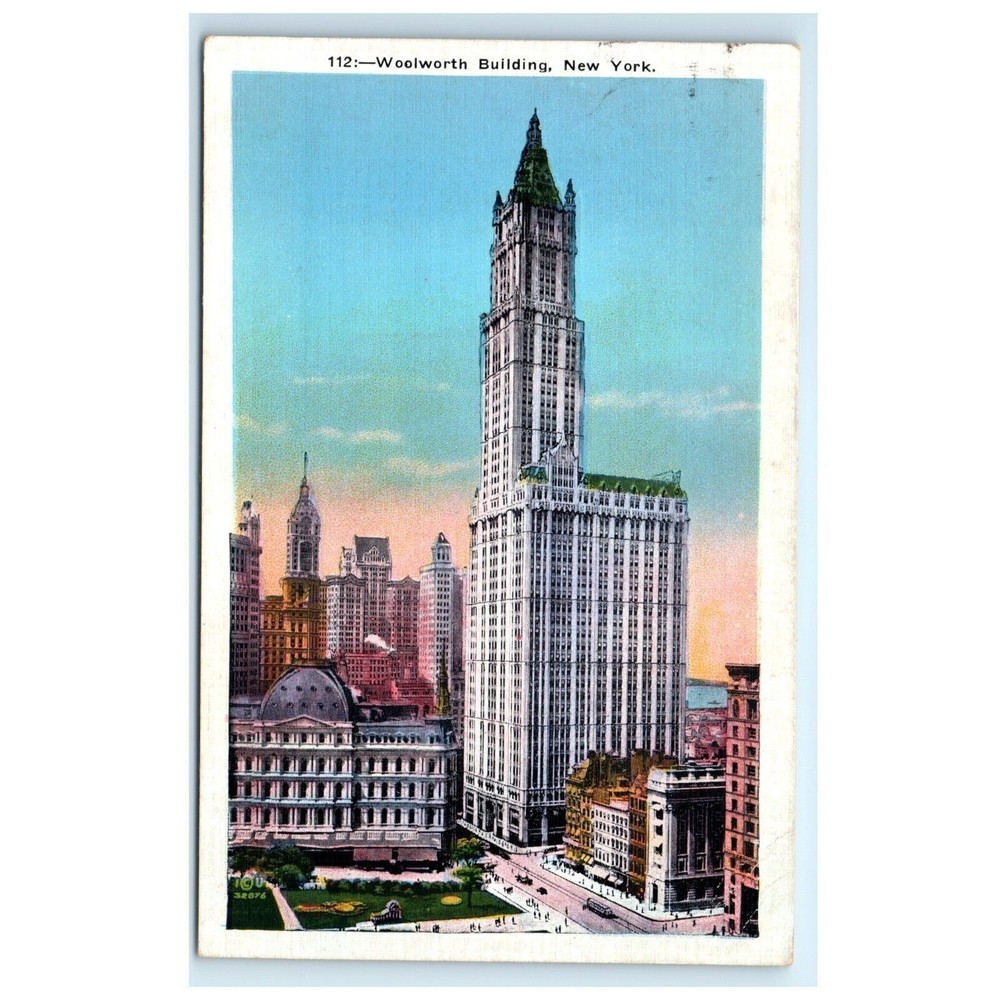 Vintage Postcard‎ Woolworth Building New York City NYC Architecture Posted Stamp